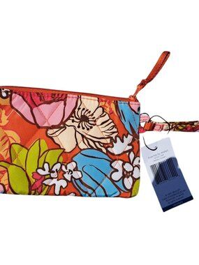New Vera Bradley Essential Zip Wristlet - Midday Garden Floral Print Strap